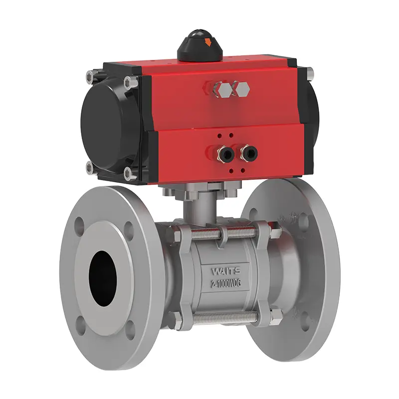 Three Piece Pneumatic Floating Ball Valve With Bracket